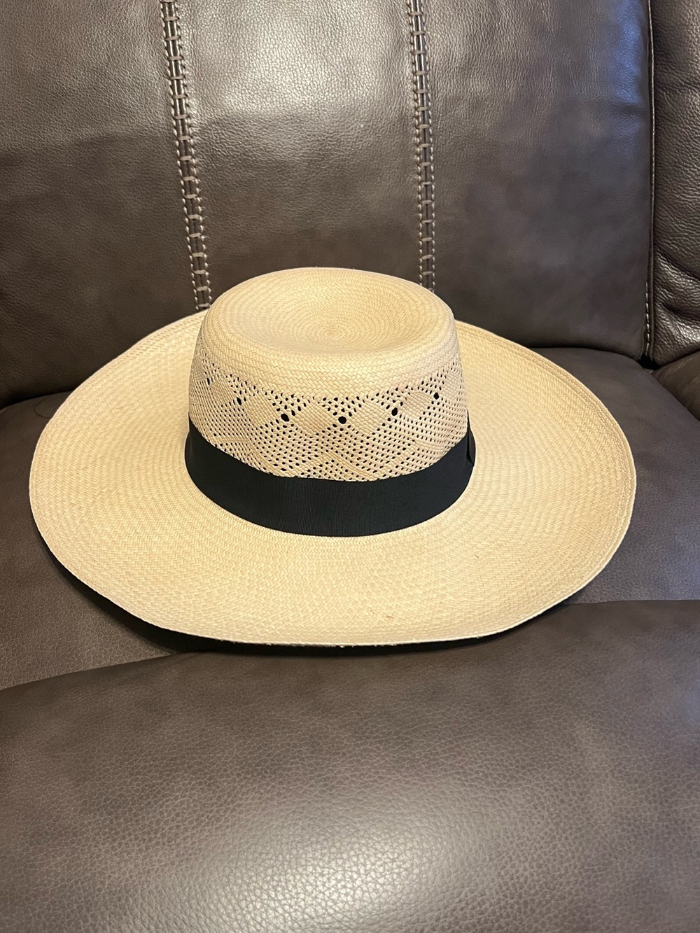 Genuine Ecuador Montecristi Hat 100% Handmade Toquilla Straw Size 57